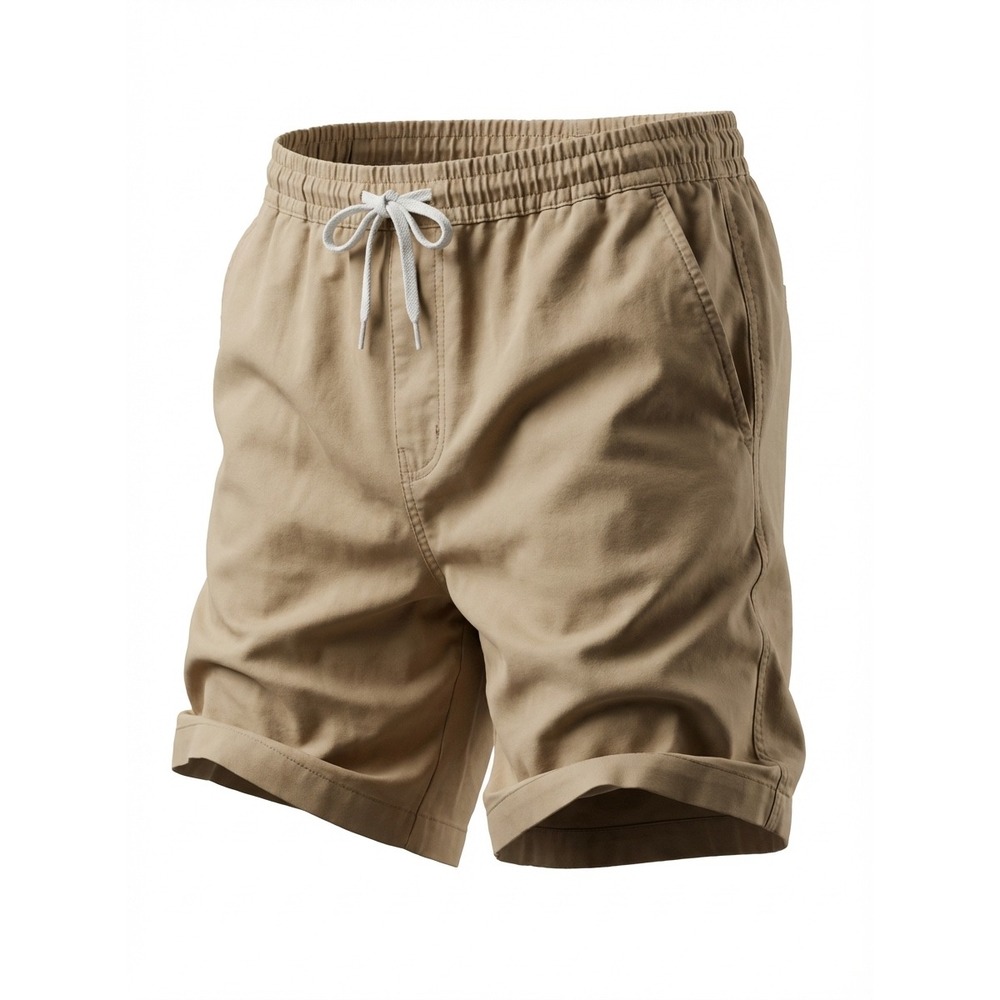J‎ Crew Mens Chino Drawstring Shorts Tan Elastic Waist Casual Size L
